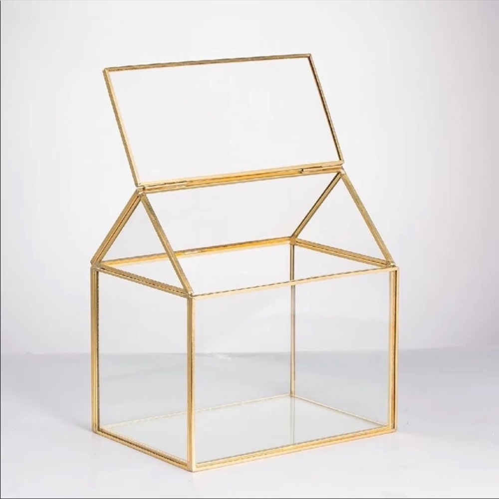 Rose Gold Glass Wedding Card Box